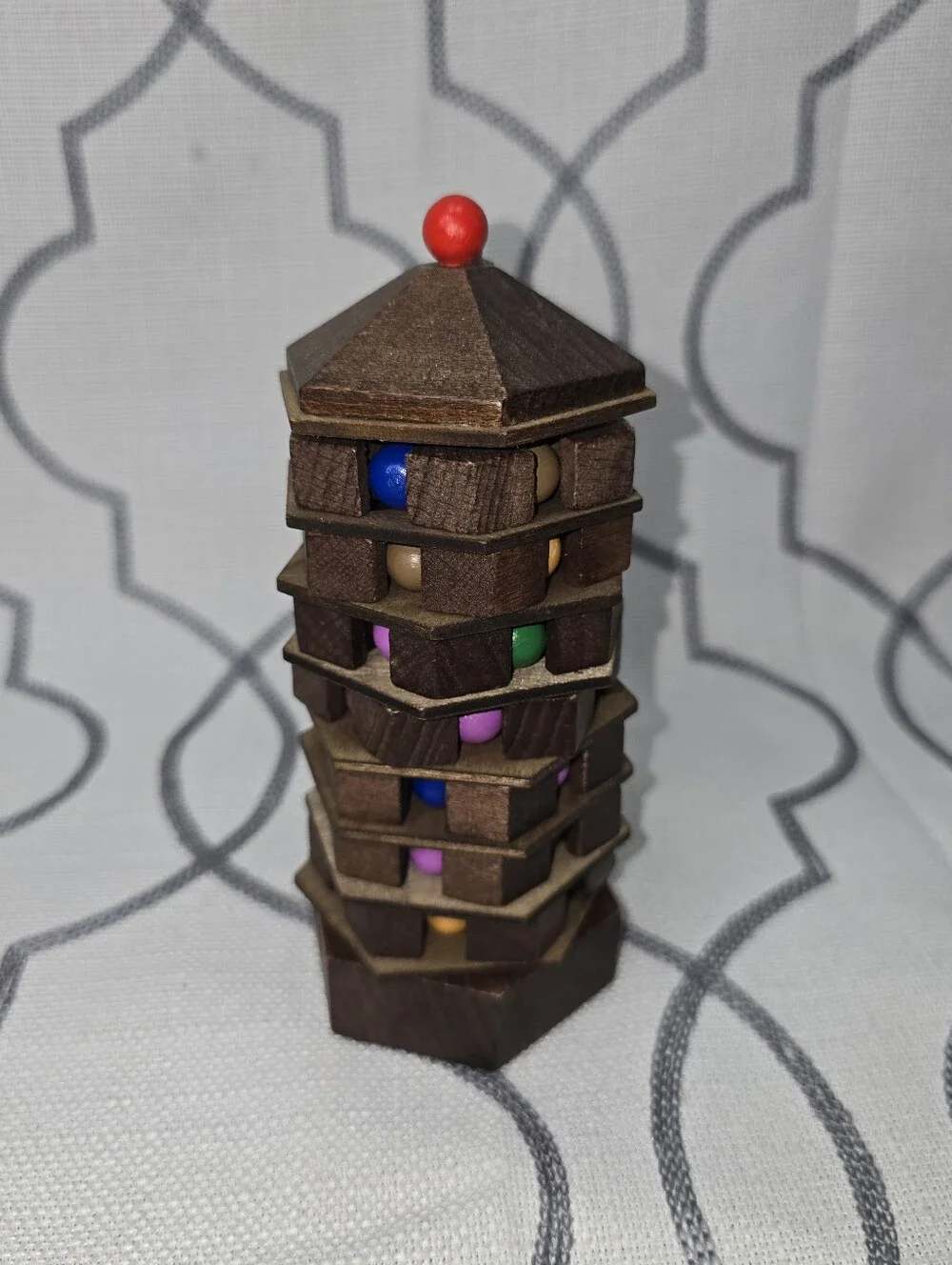 True Genius Chinese Pagoda Wooden Puzzle Brain Teaser 3D Tower Maze Brainteaser